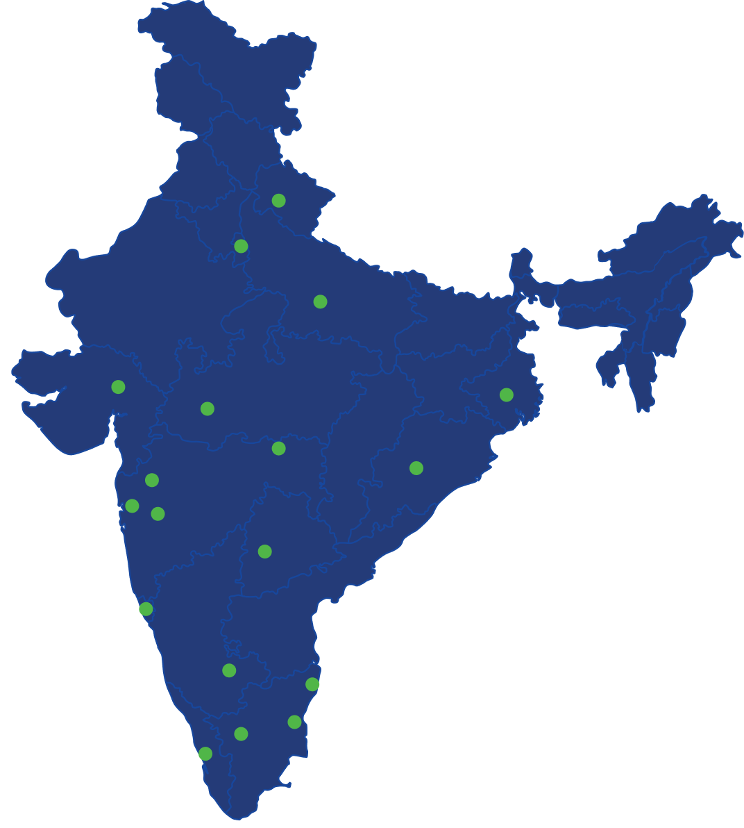 Our Projects marked on Map of India